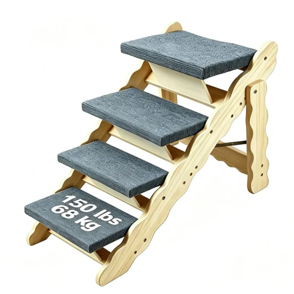 2-in-1 Wooden Pet Stairs & Folding Dog Ramp